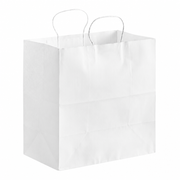 Paper Shopping Bag with Paper Handles, White, 14" x 8" x 14 3/4", 70 lb., 200/Case - main