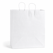 Paper Shopping Bag with Paper Handles, White, 16" x 11" x 18 1/4", 70 lb., 200/Case - main