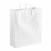 White Paper Shopping Bag with Paper Handles, 16" x 6" x 19 1/4", 65 lb., 200/Case - main