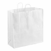 Paper Shopping Bag with Paper Handles, White, 18" x 7" x 18 3/4", 70 lb., 200/Case - main
