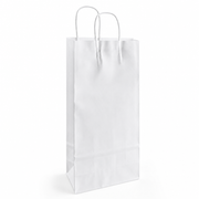 White Paper Shopping Bag with Paper Handles, 5 1/2" x 3 1/4" x 13 1/8", 250/Case - main