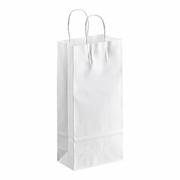 White Paper Shopping Bag with Paper Handles, 5 1/2" x 3 1/4" x 13 1/8", 250/Case - main