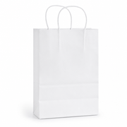 White Paper Shopping Bag with Paper Handles, 5 1/2" x 3 1/4" x 8 3/8", 60 lb., 250/Case - main