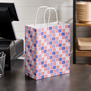 Patriotic Paper Shopping Bag with Paper Handles, 8" x 4 1/2" x 10 1/4", 60 lb., 250/Case - lifestyle
