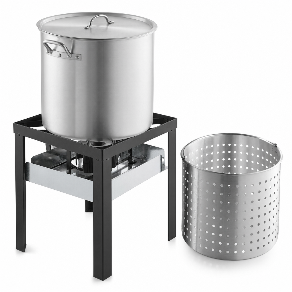Backyard Pro 60 Qt. Aluminum Outdoor Seafood Boiler / Steamer Kit - 110000 BTU - main