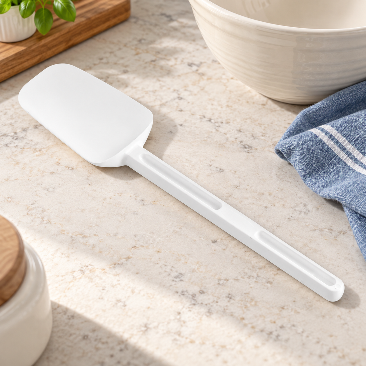 13 1/2-Inch Silicone Spoonula, White, Each - lifestyle