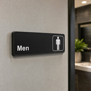 Lavex Men's Restroom Sign - Black and White, 9" x 3" - lifestyle