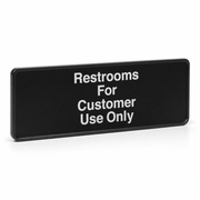Lavex Restrooms For Customer Use Only Sign - Black and White, 9" x 3" - main