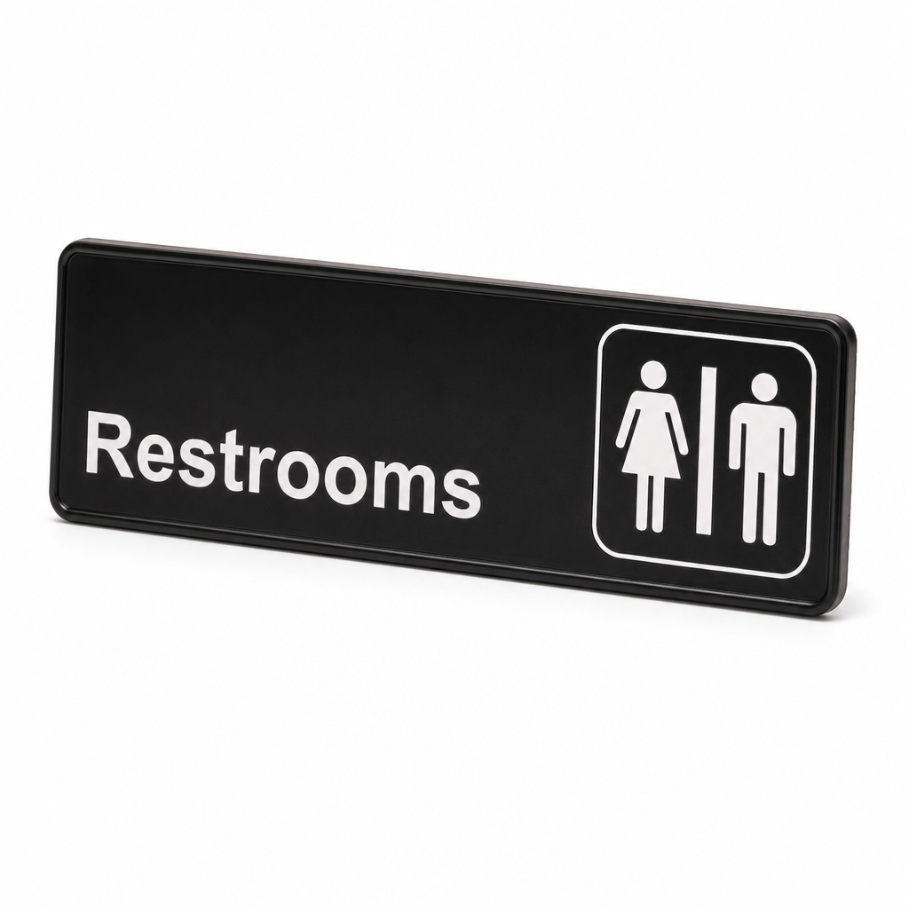 Lavex Black and White Unisex Restrooms Sign 9" x 3" - main