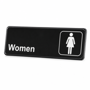 Lavex Women's Restroom Sign - Black and White, 9" x 3" - main
