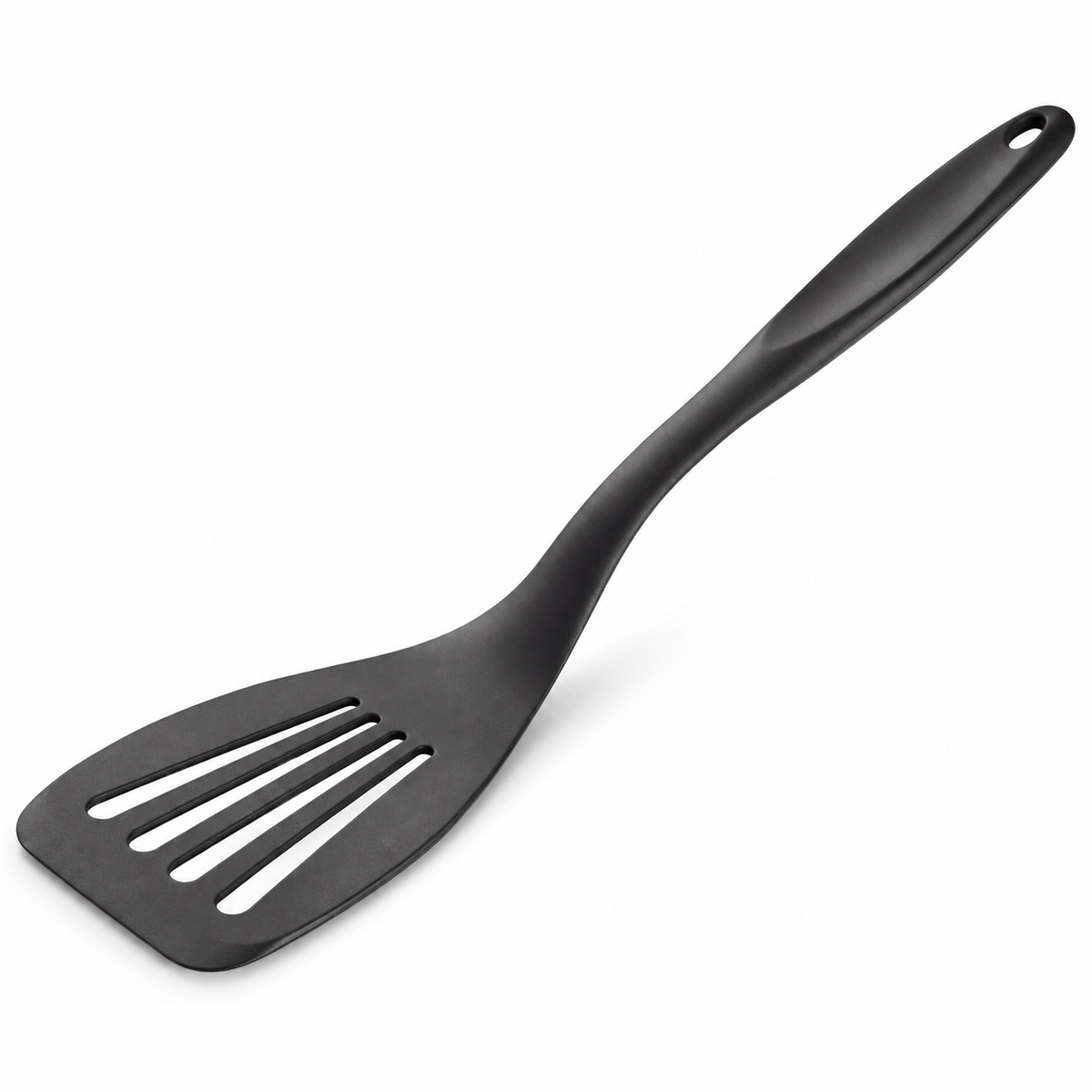 12 7/8-Inch Black Silicone-Coated Stainless Steel Slotted Turner - main