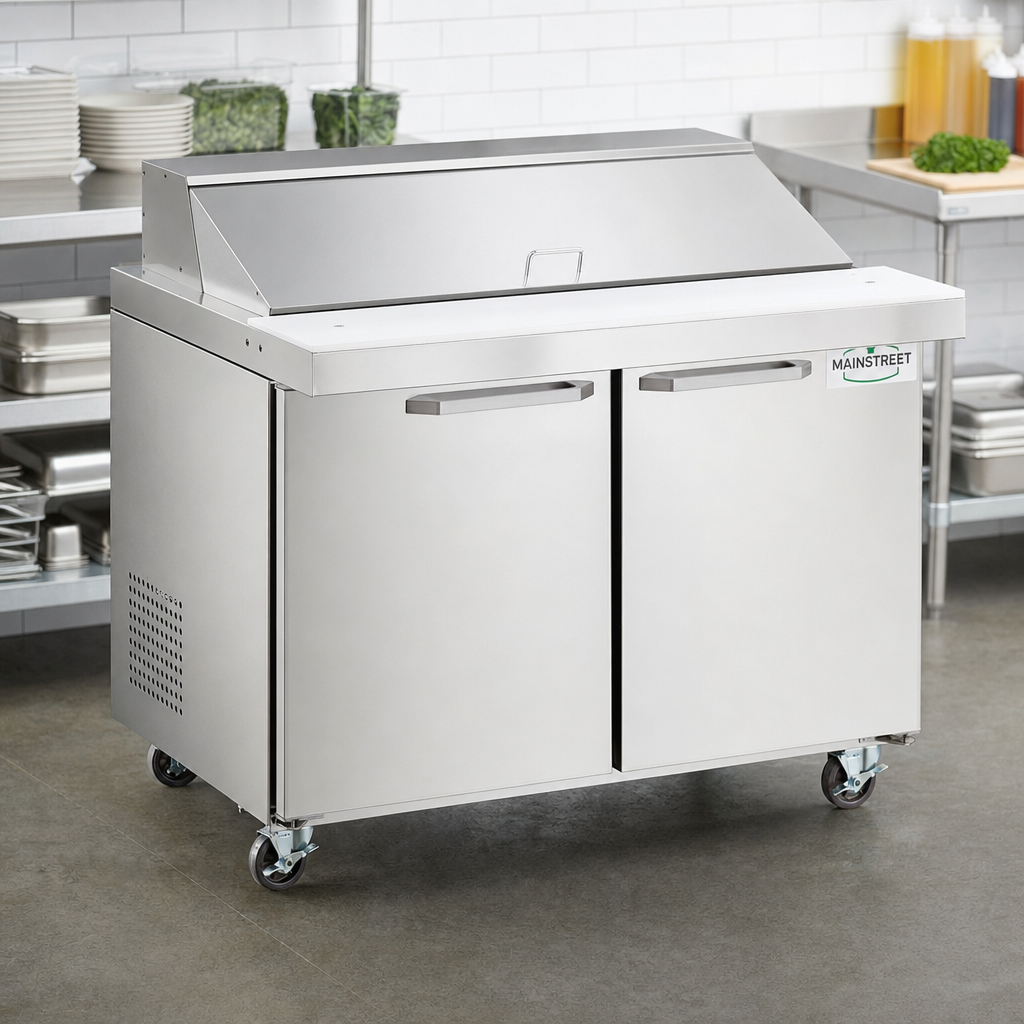 MainStreet Equipment 48" Mega Top 2 Door Refrigerated Sandwich Prep Table - lifestyle