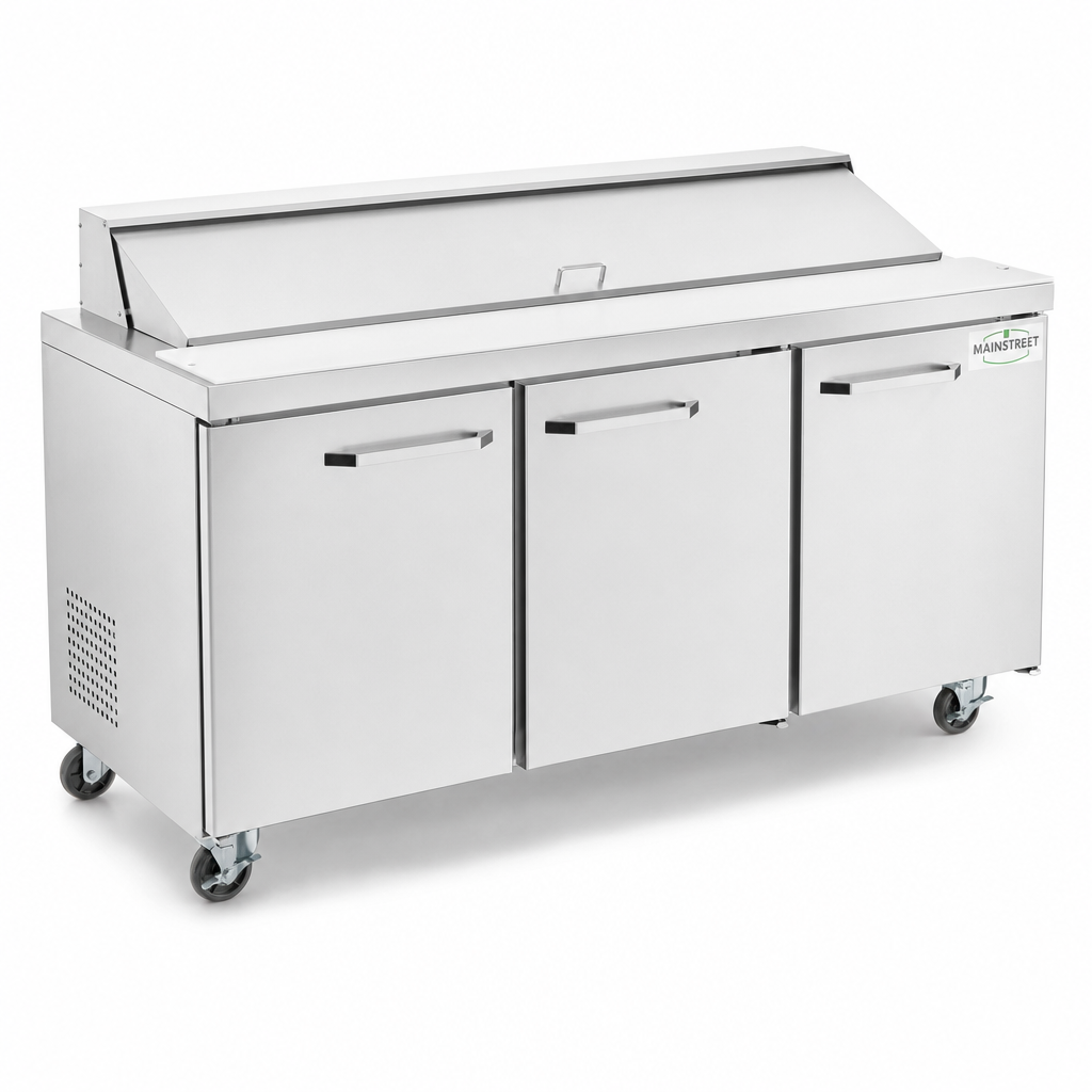 MainStreet Equipment 70" Standard Top 3 Door Refrigerated Sandwich Prep Table - main