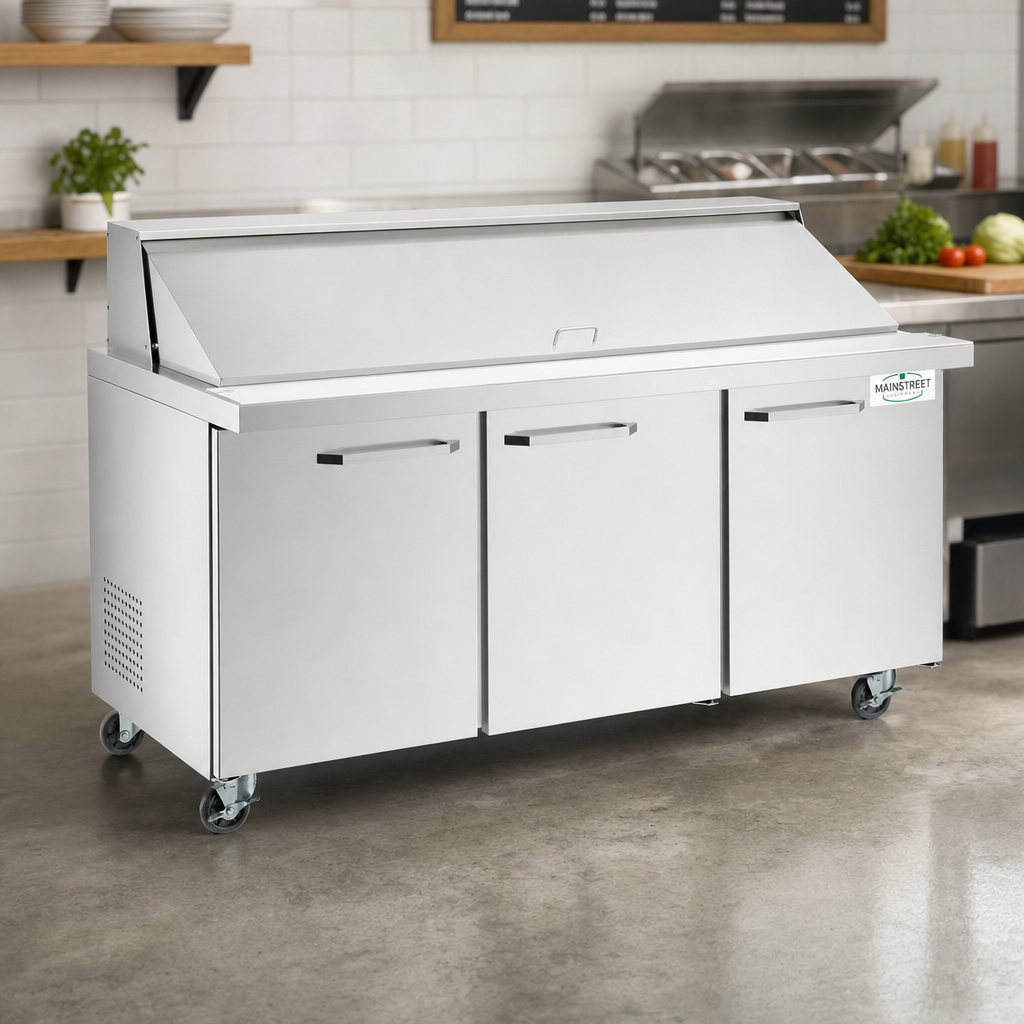MainStreet Equipment 70" Mega Top 3 Door Refrigerated Sandwich Prep Table - lifestyle