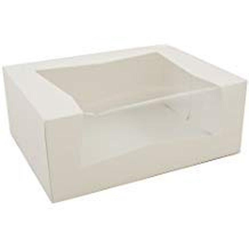 Southern Champion Tray 24313 Paperboard White Window Bakery Box – 9" Length x 7" Width x 3-1/2" Height (Case of 200)