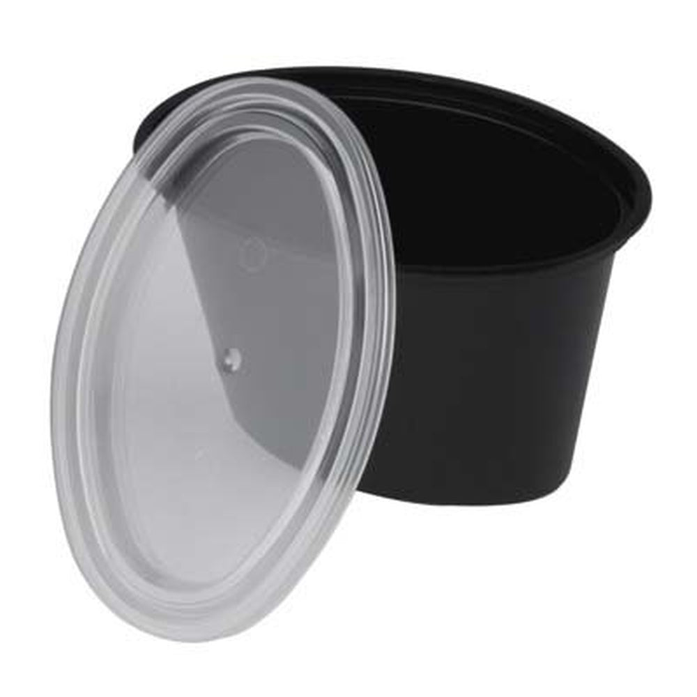 New Spring Patio E504b Ellipso Portion Cup Plas Combo W/Lid Black 4-Oz