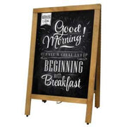 Omcan A-Frame Sidewalk MENU Chalkboard with Mahogany Color Frame