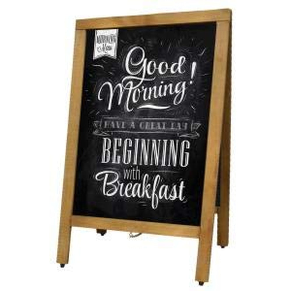Omcan A-Frame Sidewalk MENU Chalkboard with Mahogany Color Frame