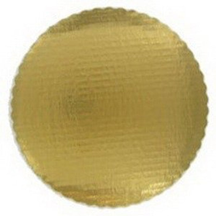 Vineland Packaging Single Wall Corrugated Scalloped Edge Cake Circle Gold – 12" Diameter | 100/Case