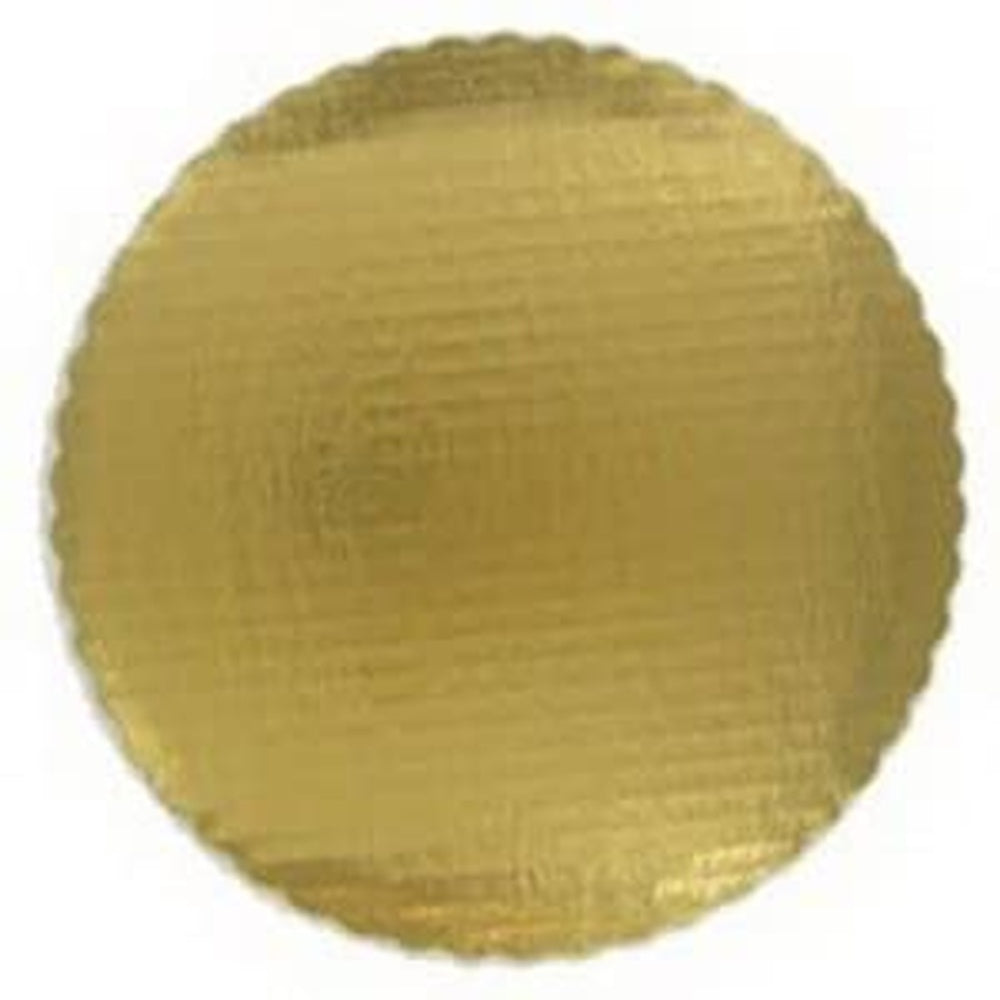 Vineland Packaging Single Wall Corrugated Scalloped Edge Cake Circle Gold – 8" Diameter | 200/Case