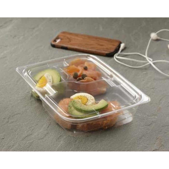 Sabert Clear Lid for 36 oz. Two-Compartment and 26 oz. Three-Compartment Large Snack Box | 300/Case – Food Storage Container