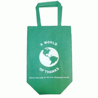 Reusable Shopping Bag – Eco-Friendly, 13" x 7" x 16", Green, Printed "A World of Thanks", Non-Woven PP | 100/Case