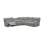 Furnifact Fabric-Upholstered Power Reclining Sectional with Power Headrest, USB Charging Ports, Drop-Down Table, Sofa for Living Room - image 1