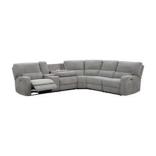 Furnifact Fabric-Upholstered Power Reclining Sectional with Power Headrest, USB Charging Ports, Drop-Down Table, Sofa for Living Room - image 1