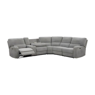 Furnifact Fabric-Upholstered Power Reclining Sectional with Power Headrest, USB Charging Ports, Drop-Down Table, Sofa for Living Room - image 1