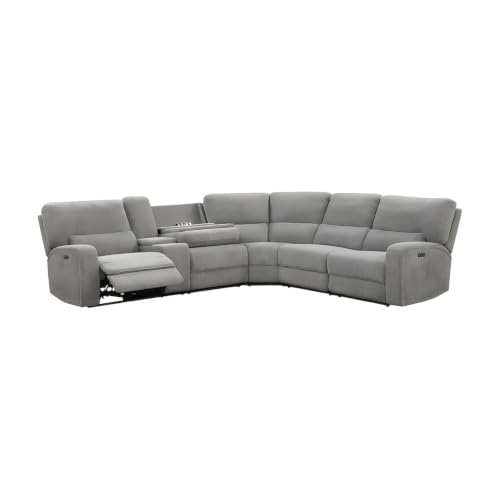 Furnifact Fabric-Upholstered Power Reclining Sectional with Power Headrest, USB Charging Ports, Drop-Down Table, Sofa for Living Room - image 2