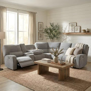 Furnifact Fabric-Upholstered Power Reclining Sectional with Power Headrest, USB Charging Ports, Drop-Down Table, Sofa for Living Room - image 3