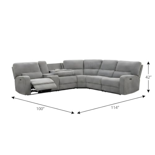 Furnifact Fabric-Upholstered Power Reclining Sectional with Power Headrest, USB Charging Ports, Drop-Down Table, Sofa for Living Room - image 4