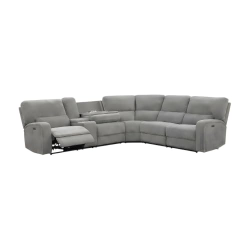 Furnifact Fabric-Upholstered Power Reclining Sectional with Power Headrest, USB Charging Ports, Drop-Down Table, Sofa for Living Room - image 6