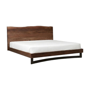 Starlight Canyon Home Solid Acacia Wood King Platform Bed with Live-Edge Headboard, Iron Legs Industrial-Style Bed Frame for Bedroom - image 1