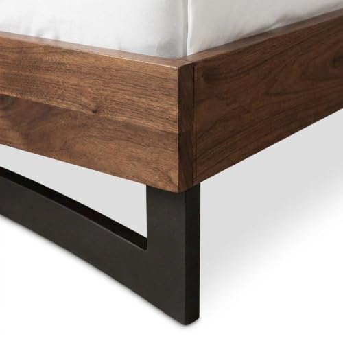Starlight Canyon Home Solid Acacia Wood King Platform Bed with Live-Edge Headboard, Iron Legs Industrial-Style Bed Frame for Bedroom - image 8
