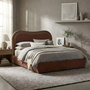 Starlight Canyon Home Ash Wood Platform Bed with Upholstered Headboard, Art Deco Wave King Bed Frame No Box Spring Needed with Slats - image 4