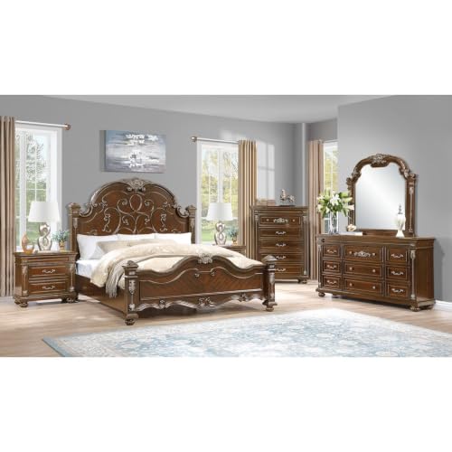 Isabella Cherry Brown 5-Piece Bedroom Set, Queen