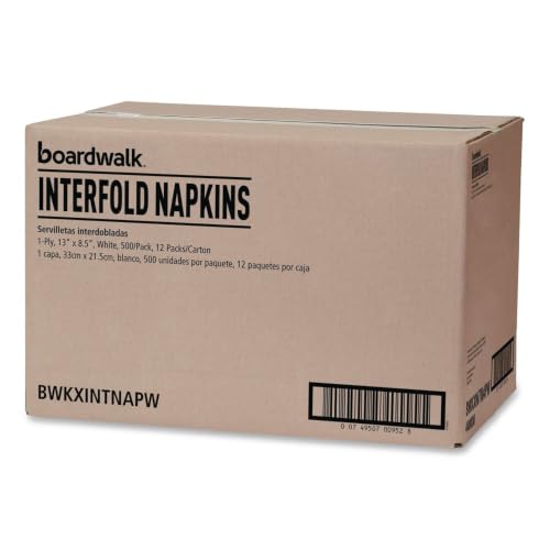 Boardwalk XINTNAPW 13 in. x 8.5 in. 1-Ply Interfold Dispenser Napkins - White (12/Carton) - image 7