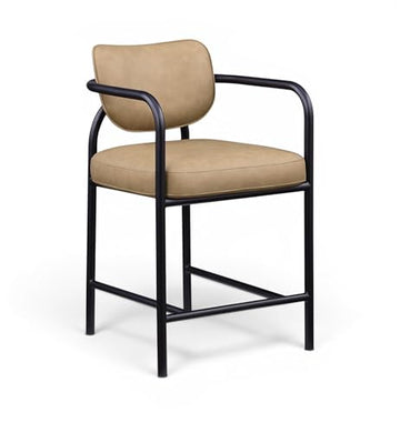 Meridian Furniture 77067Tan-C Serava Collection Modern | Contemporary Counter Stool with Soft Vegan Leather, Matte Iron Frame, Tan - image 1