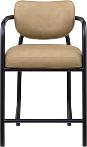Meridian Furniture 77067Tan-C Serava Collection Modern | Contemporary Counter Stool with Soft Vegan Leather, Matte Iron Frame, Tan - image 4