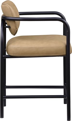 Meridian Furniture 77067Tan-C Serava Collection Modern | Contemporary Counter Stool with Soft Vegan Leather, Matte Iron Frame, Tan - image 5