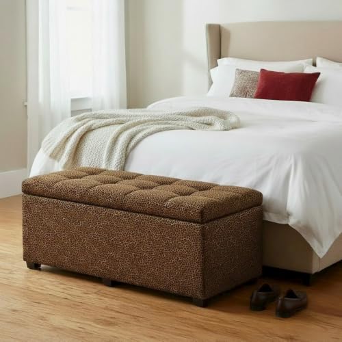 The Crew Furniture Esplanade Bed Bench Velvet Leopard, Upholstered End-of-Bed Storage Bench for Bedroom - image 2