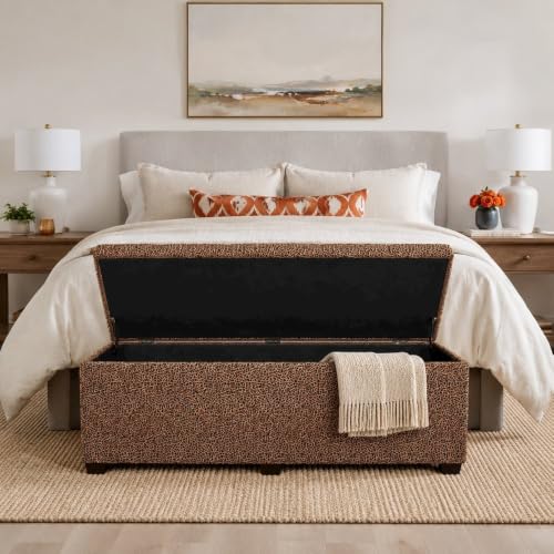 The Crew Furniture Esplanade Bed Bench Velvet Leopard, Upholstered End-of-Bed Storage Bench for Bedroom - image 5