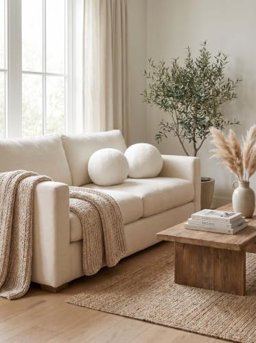 Carolina Chair & Table Decor12 W x 12" D x 12" H, Solid Boucle Polyester Fabric, Fire Retardant, Elegant Versatile Artistic Flair for Residential Home Use - Set of 2 (Ivory) - image 3