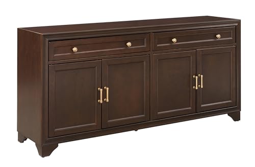 Crosley Furniture Tara Modern Farmhouse Sideboard Buffet Cabinet with Storage Shelves and Drawers, Brown