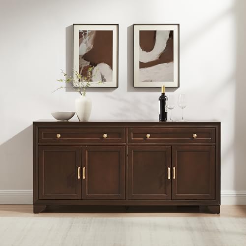 Crosley Furniture Tara Modern Farmhouse Sideboard Buffet Cabinet with Storage Shelves and Drawers, Brown - image 2