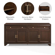Crosley Furniture Tara Modern Farmhouse Sideboard Buffet Cabinet with Storage Shelves and Drawers, Brown - image 6