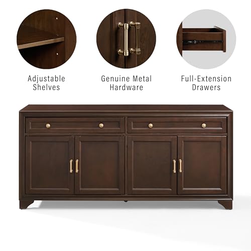 Crosley Furniture Tara Modern Farmhouse Sideboard Buffet Cabinet with Storage Shelves and Drawers, Brown - image 6