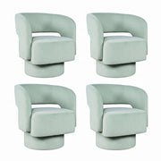 Jofran Sutton Upholstered Swivel Accent Chairs with Split-Back Curved Design, Mid-Century Modern Chairs for Living Room Bedroom, Mint, Set of 4