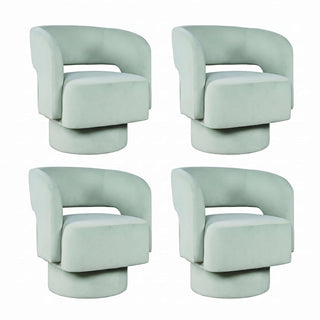 Jofran Sutton Upholstered Swivel Accent Chairs with Split-Back Curved Design, Mid-Century Modern Chairs for Living Room Bedroom, Mint, Set of 4